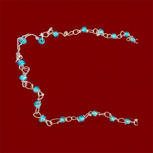 HANDMADE silver and turquoise beaded necklace - Picture 1 of 4